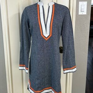 Women’s Navy Tunic Dress with Orange & White Trim